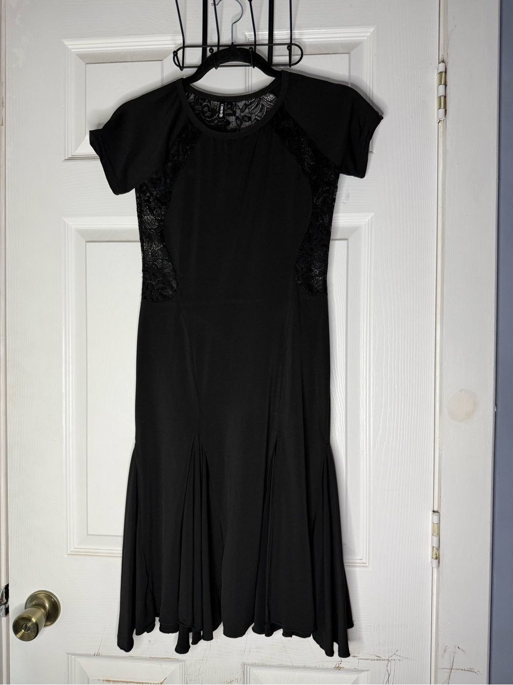 Practice Dance Dress Latin Ballroom Tango Lace Panels Black Medium NWT - Picture 2 of 9